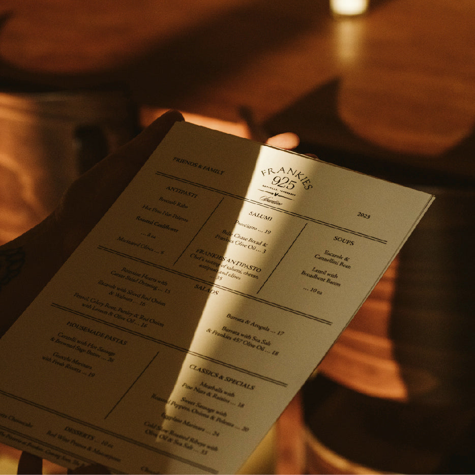 Decorative images of menu of frankies nashville place