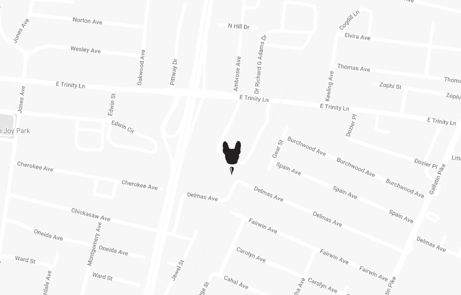 Location in map of frankies 457 nashville place