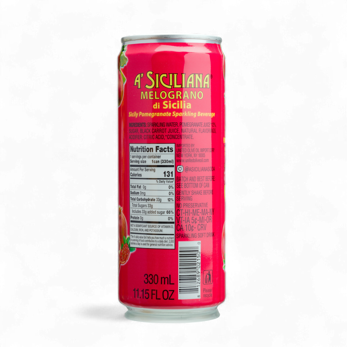 A'Siciliana Limonata Sparkling Sicilian Melograno Beverage Back View