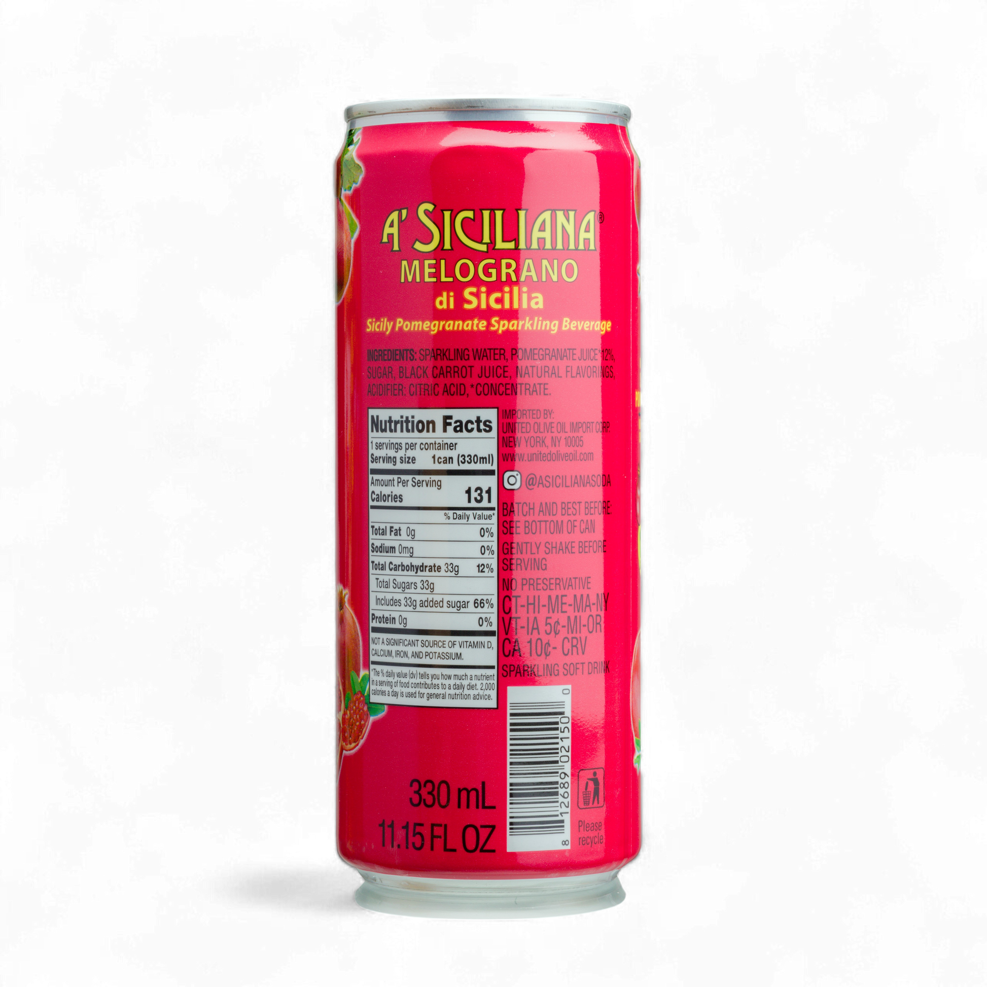 A'Siciliana Limonata Sparkling Sicilian Melograno Beverage Back View