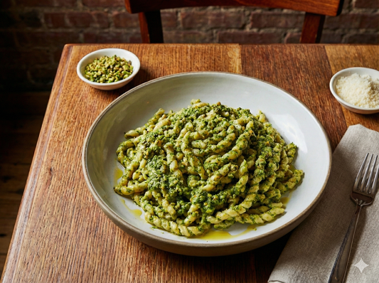 BUSIATE WITH PISTACHIO PESTO