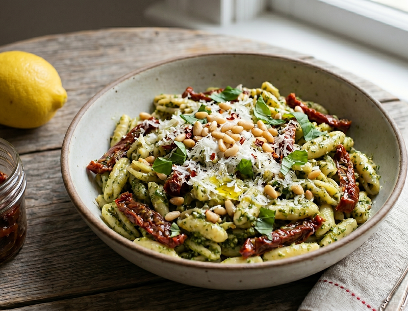 Pesto Pasta Salad with Sun-Dried Tomatoes